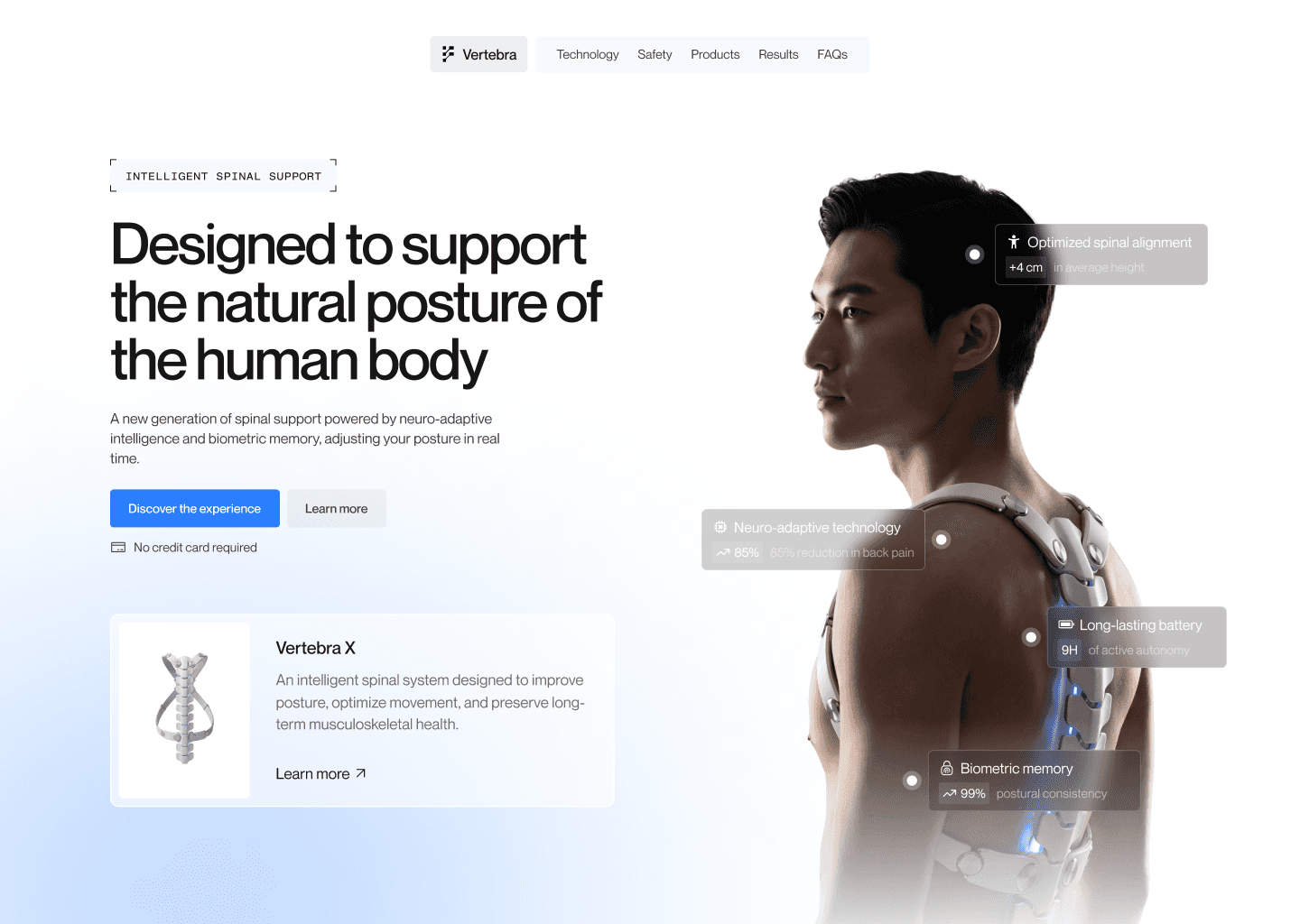 Vertebra — Hero section design
