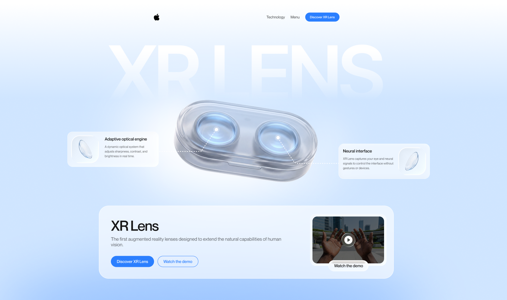 XR Lens — Hero section design